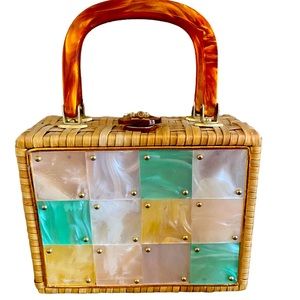 Vintage Lucite and Wicker purse